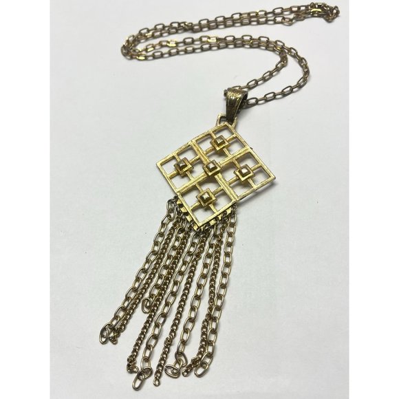 Vintage gold pendant tassel necklace